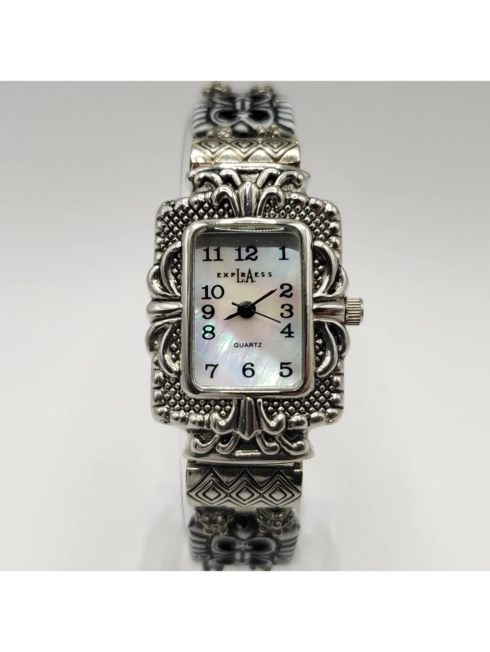 LA Express Watch Women Silver Tone MOP Dial Decorative Band New Battery 23mm
